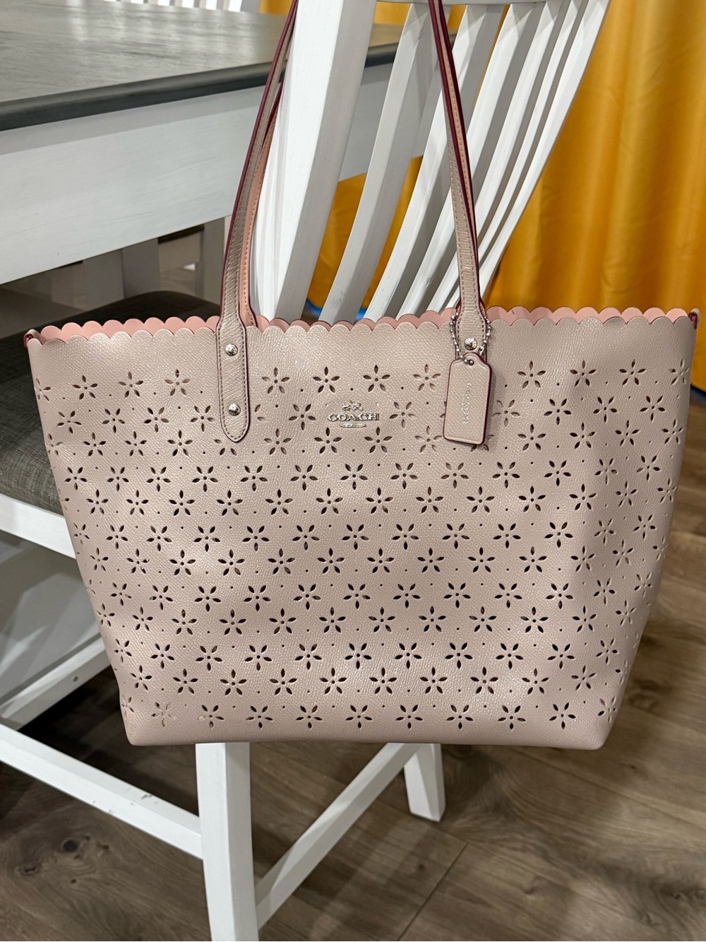 Coach Blush Pink Perforated Scallop-Edge Tote